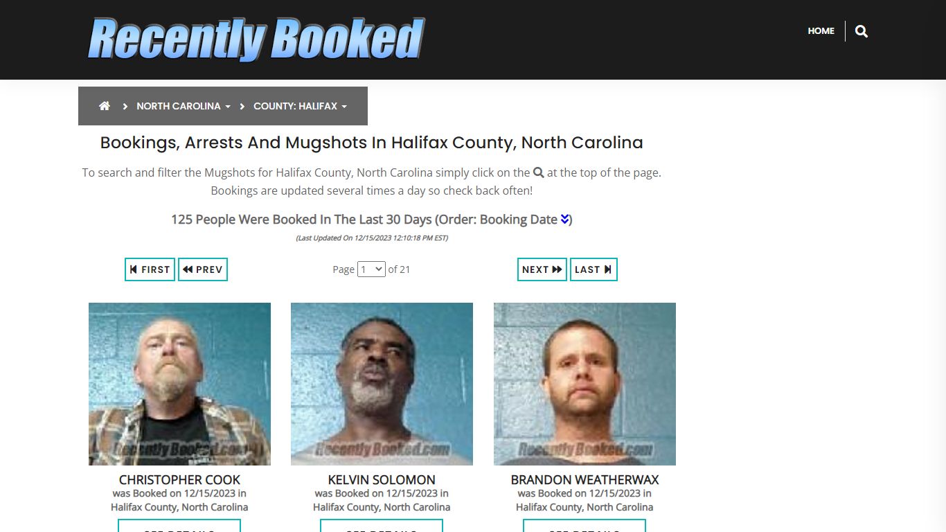 Bookings, Arrests and Mugshots in Halifax County, North Carolina